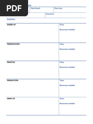 Ppp Lesson Plan Template