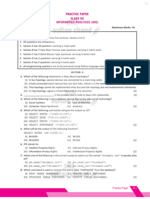 Informatics Practice-Xii - Practice Paper, PDF