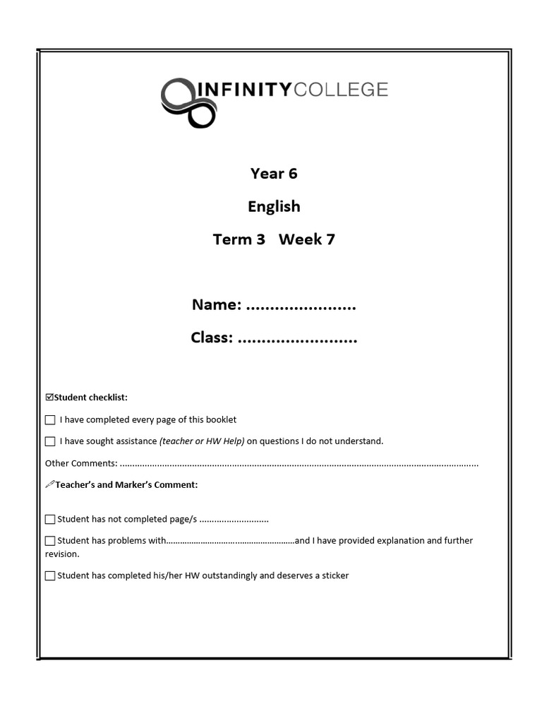 Year 6 English Term 3 Week 7 Activities | PDF | Human Communication