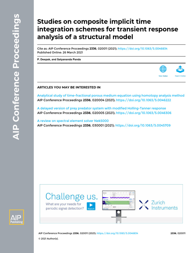 Studies on composite implicit time integration schemes for transient