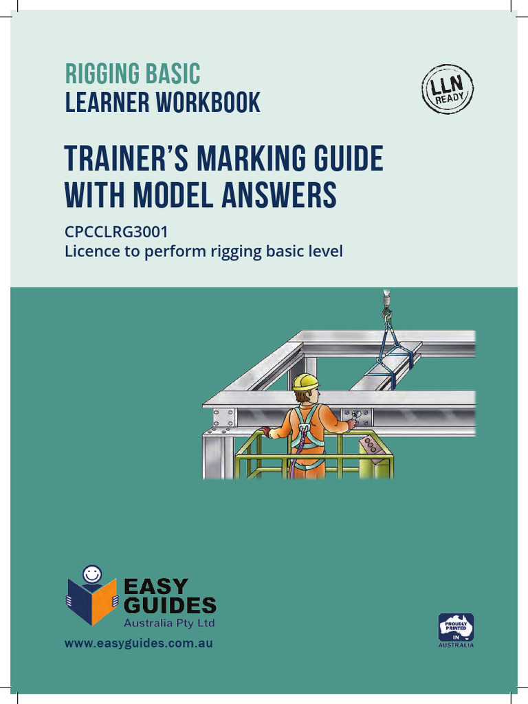 Rigging Basic Learner Workbook Marking Guide ANSWERS SAMPLE PDF