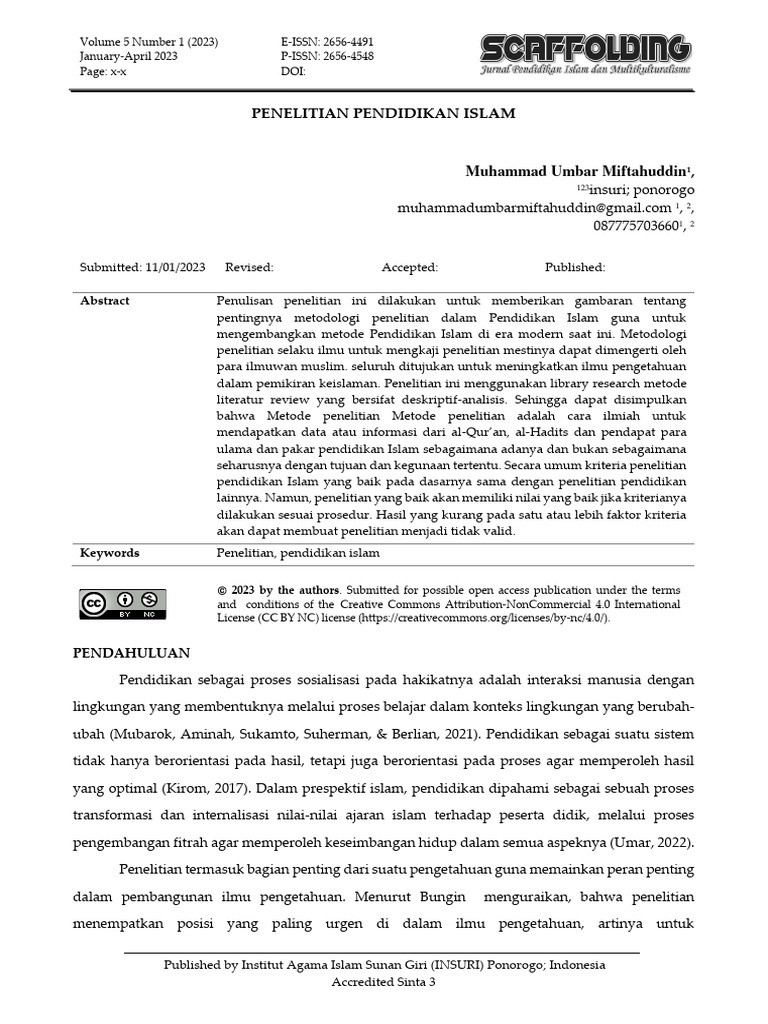 Penelitian Pendidikan Agama Islam Pdf