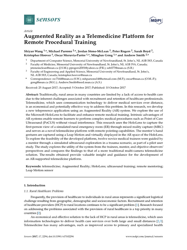 AR Telemedicine for Remote Training | PDF | Augmented Reality | Virtual ...