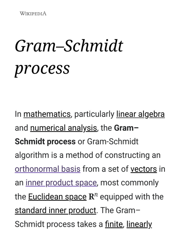 GramSchmidt Process PDF Mathematical Concepts Applied Mathematics