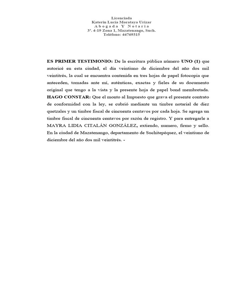 Primer Testimonio 1 PDF