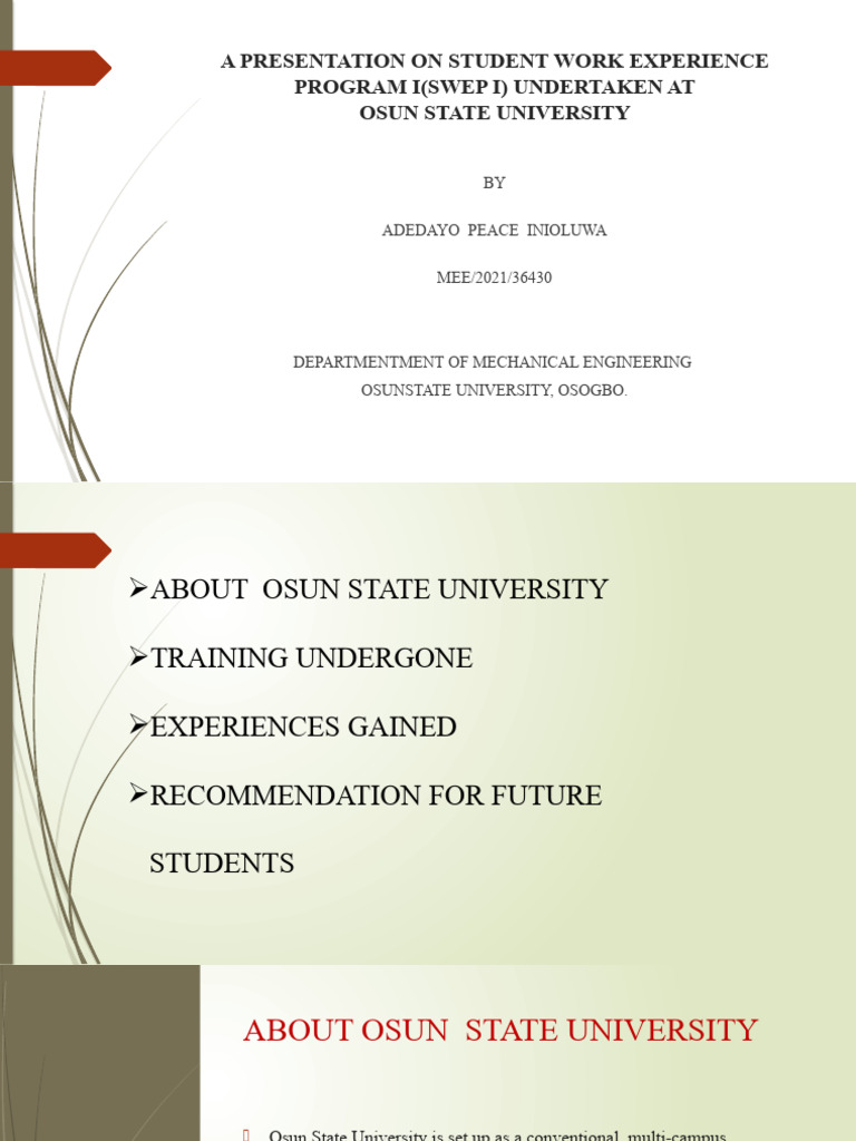 SIWES Presentation For Mechanical Engineering | PDF | Semiconductors ...