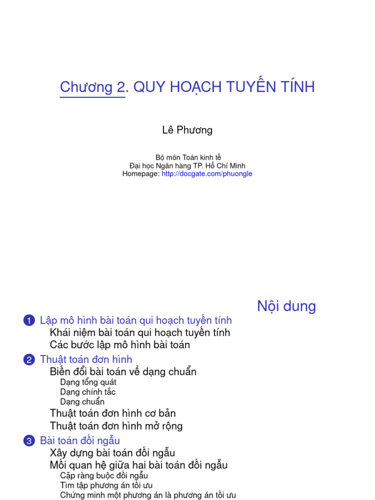 CHNG 2 QUY HOCH TUYYN TINH | PDF