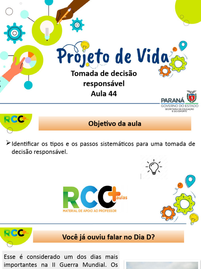 Projeto de Vida - Aula 44 - Tomada de Decisão | PDF | Desembarques da ...