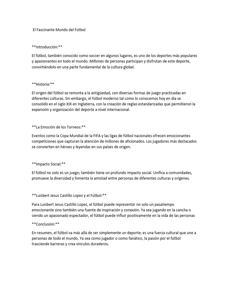 El Fascinante Mundo Del Fútbol | PDF
