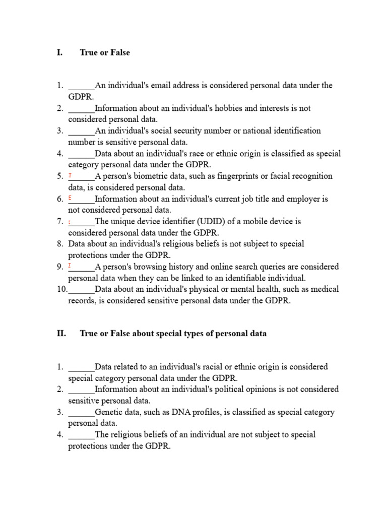 Special Types of Personal Data Under GDPR | PDF