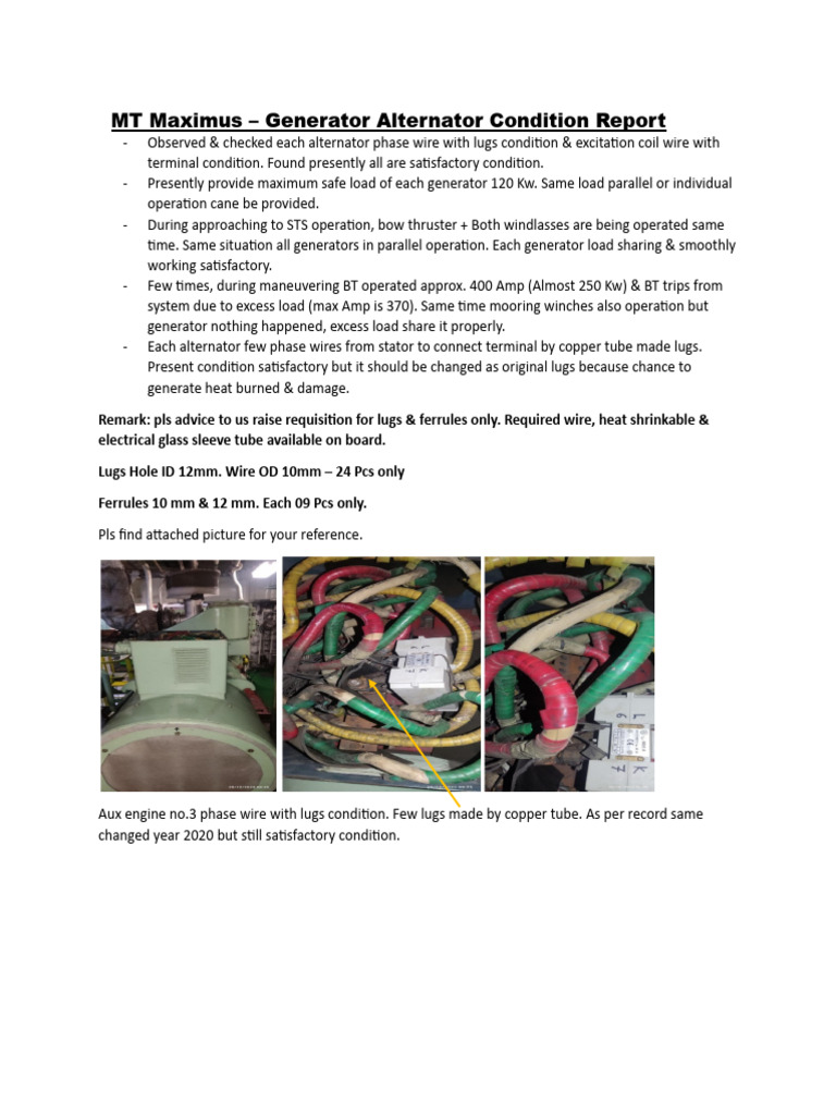 Alternator Condition Report - 104850 | PDF