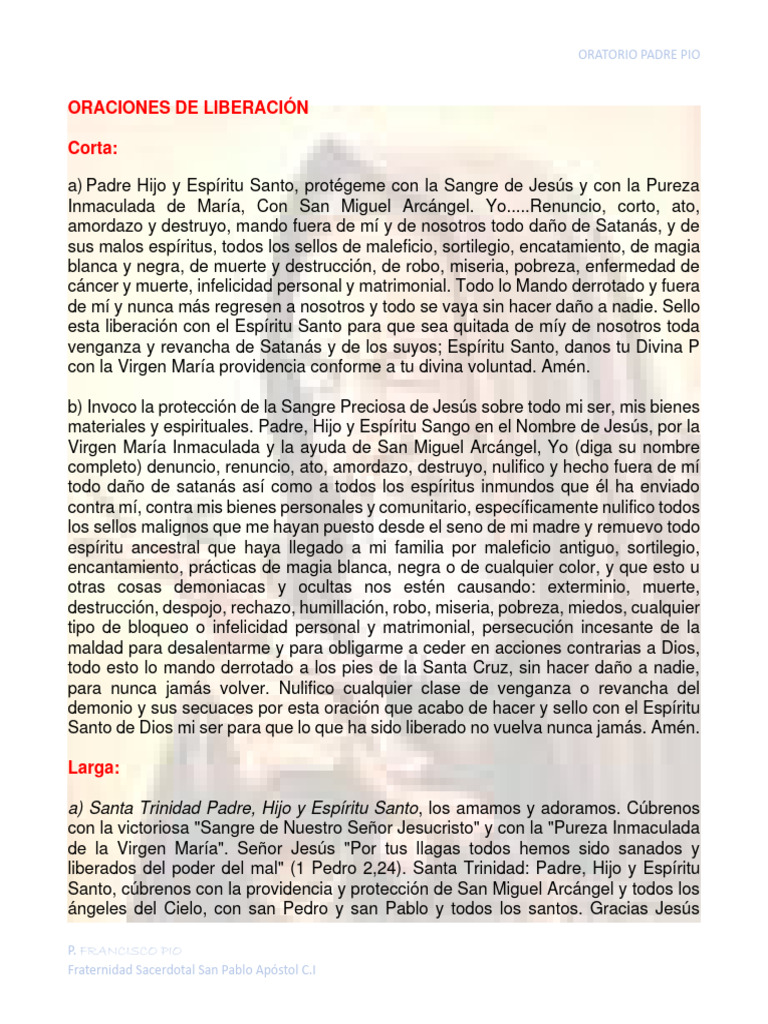 Oraciones de Liberación y Protección | PDF | Cristo (título) | María ...
