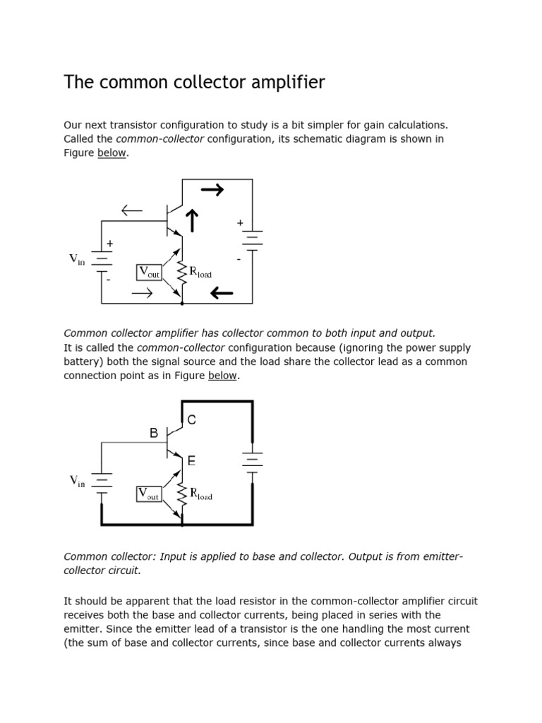 The Common Collector Amplifier PDF Amplifier Bipolar Junction