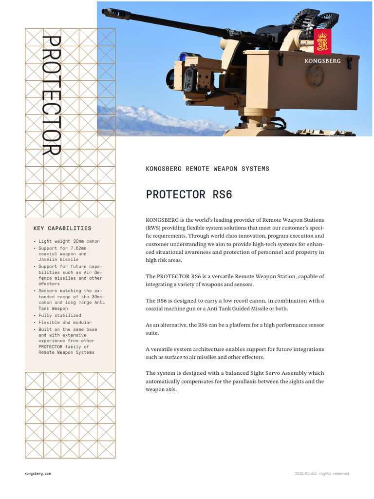 Kongsberg PROTECTOR RS6 Overview | PDF | Tanks | Military Technology