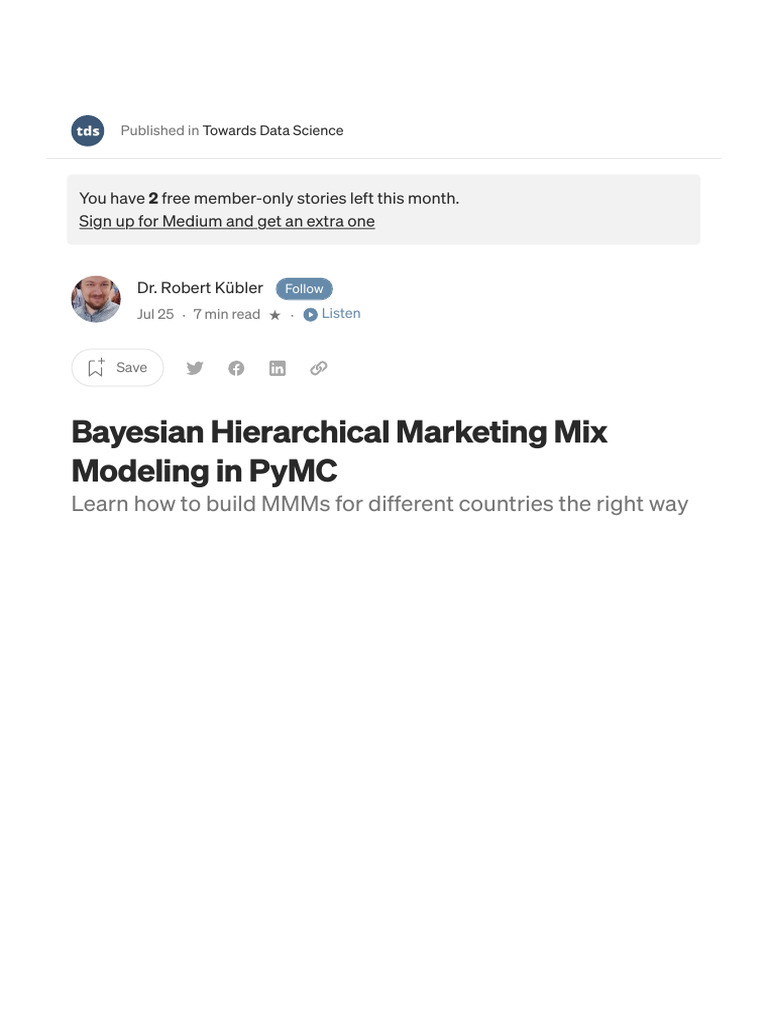 Bayesian Hierarchical Marketing Mix Model | PDF | Mathematical And  Quantitative Methods (Economics) | Teaching Mathematics