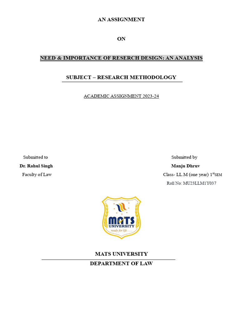 Importance of Research Design in Law | PDF | Research Design | Methodology