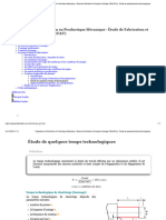 Préparation de Production en Productique Mécanique - Étude de Fabrication Et Analyse D'usinage (3PM-EFAU) - Étude de Quelques Temps Technologiques