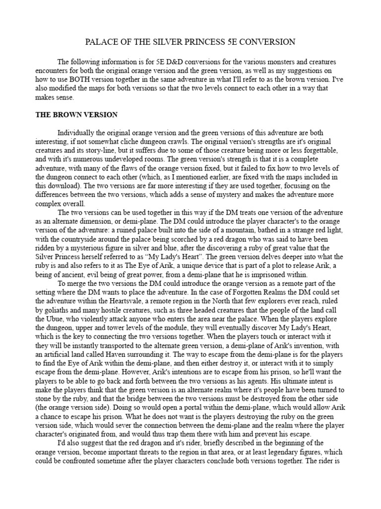 5E Conversion for Silver Princess Adventure | PDF | Dragonlance