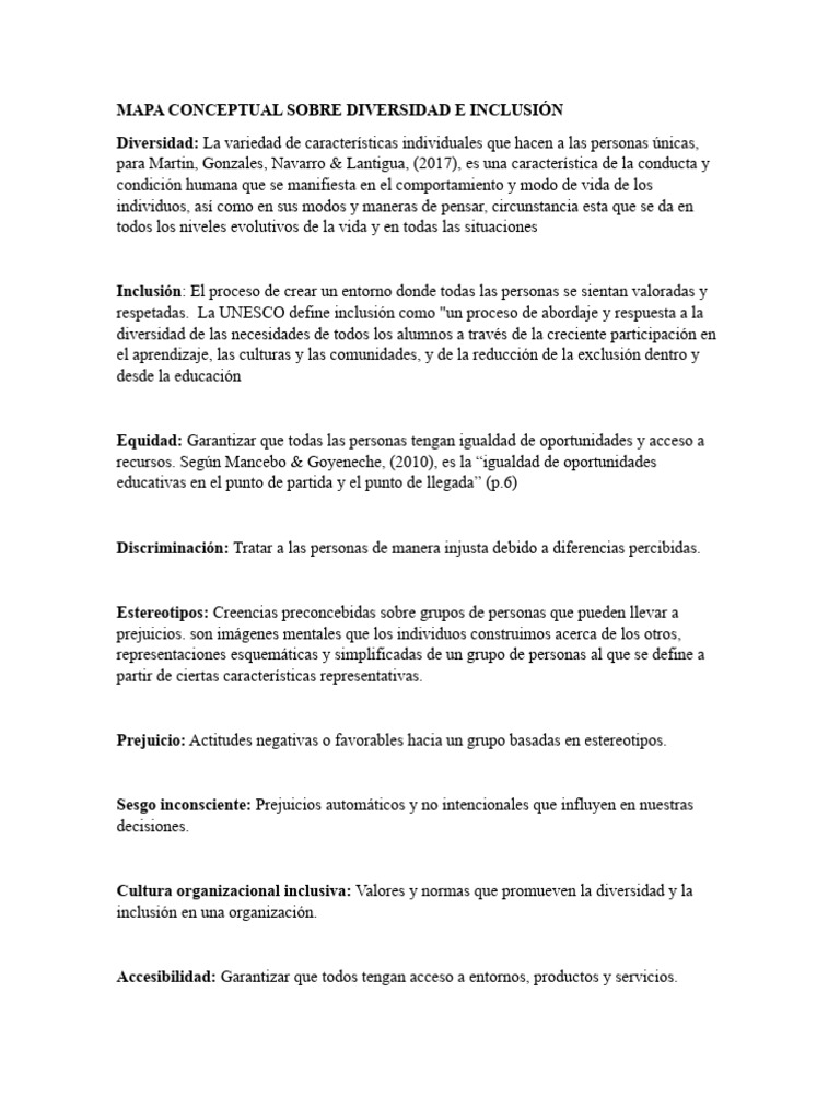 Mapa Conceptual de Diversidad e Inclusión | PDF | Inclusión (Educación ...