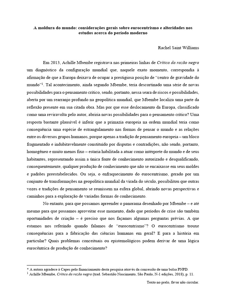 Rachel Williams - A Moldura Do Mundo | PDF | Science | Sociologia