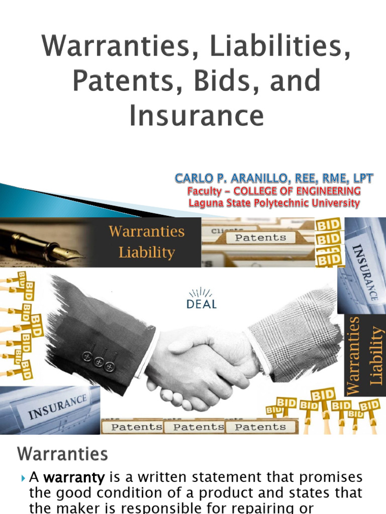 Warranties Bids Patents Insurance Assets and Liabilities PDF