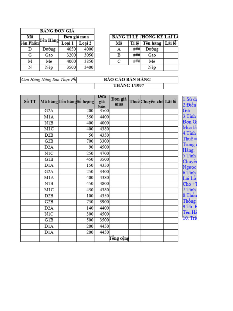 Bai - Tap - Excel - Tong - Hop - 1 | PDF