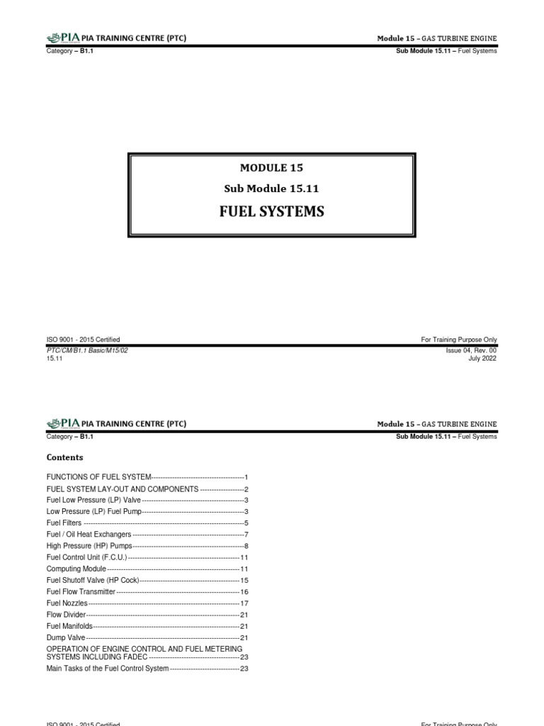 PTC B1.1 Notes Sub Module 15.11 (Fuel Systems) PDF