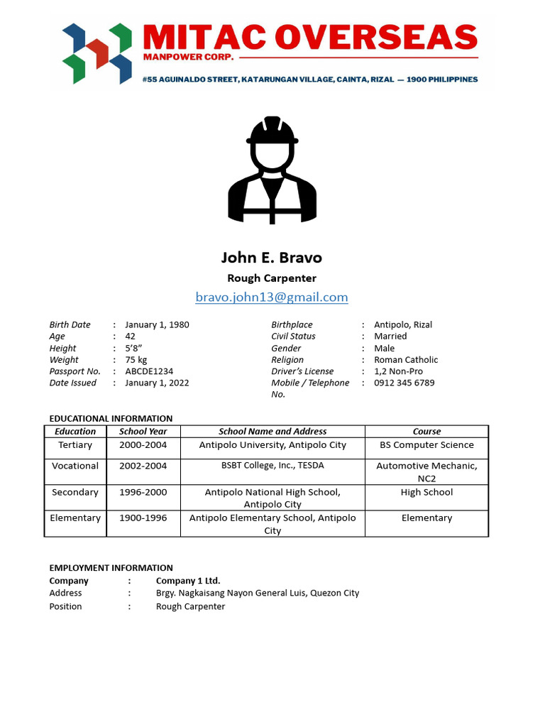 MITAC RESUME EXAMPLE | PDF