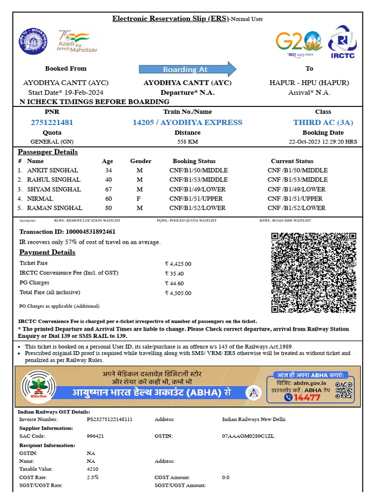 Train Ticket | PDF