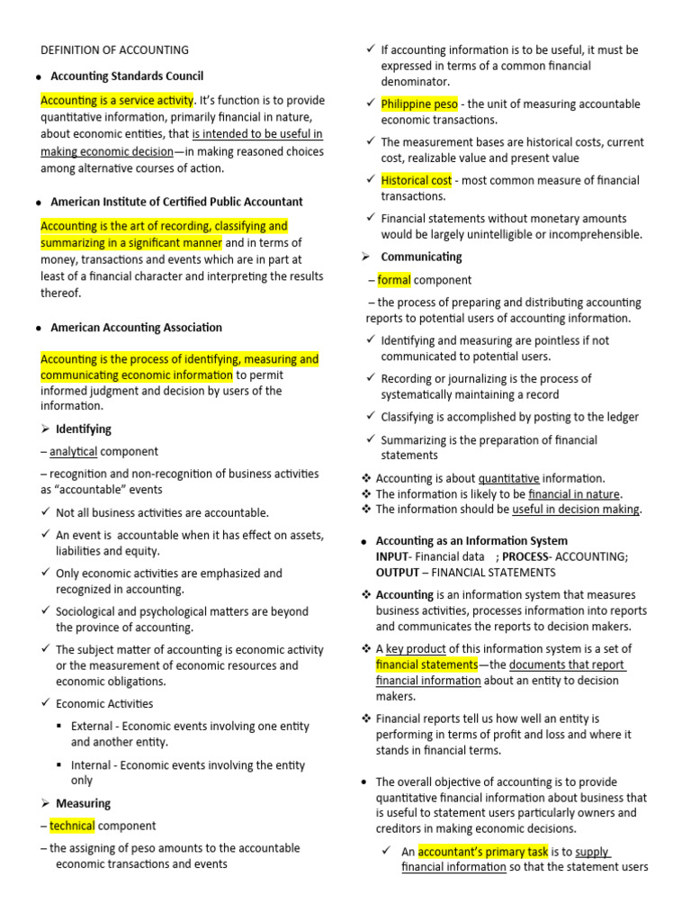 Definition of Accounting | PDF