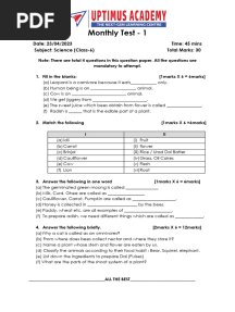 Science Class 6 Monthly Test-1