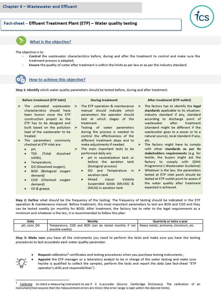 ETP Water Quality Testing Guidelines | PDF | Sewage Treatment | Water ...