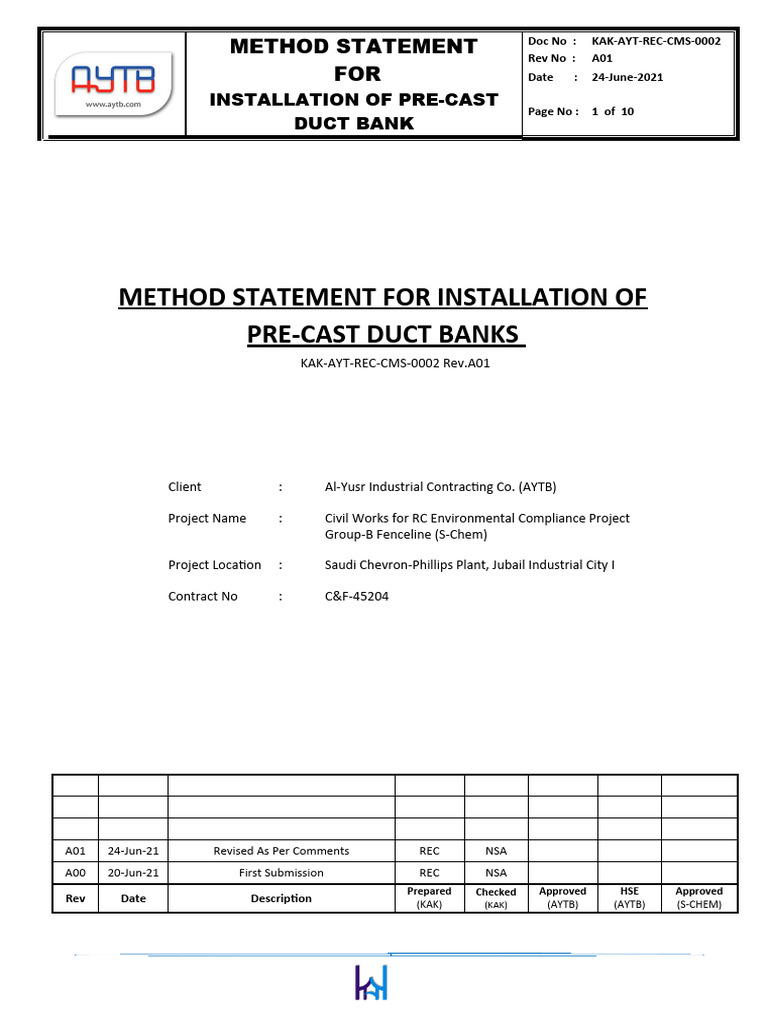 Precast Duct Bank Installation Method | PDF