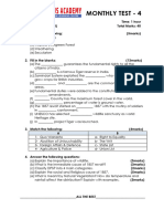 SST Class 8 Monthly Test-4