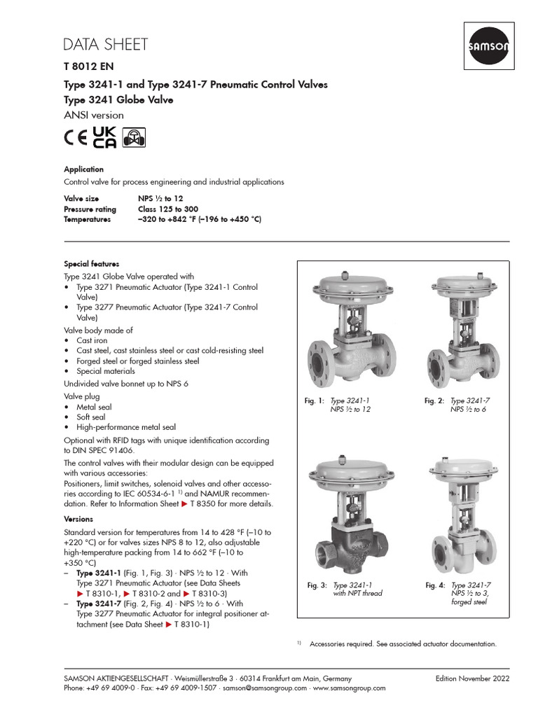 SAMSON Globe 3241 PDF Valve Gas Technologies