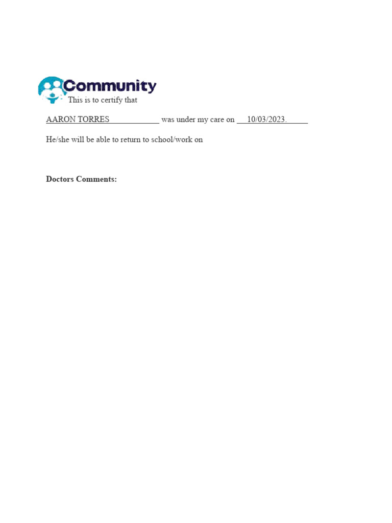 Doctors Sick Note For School | PDF
