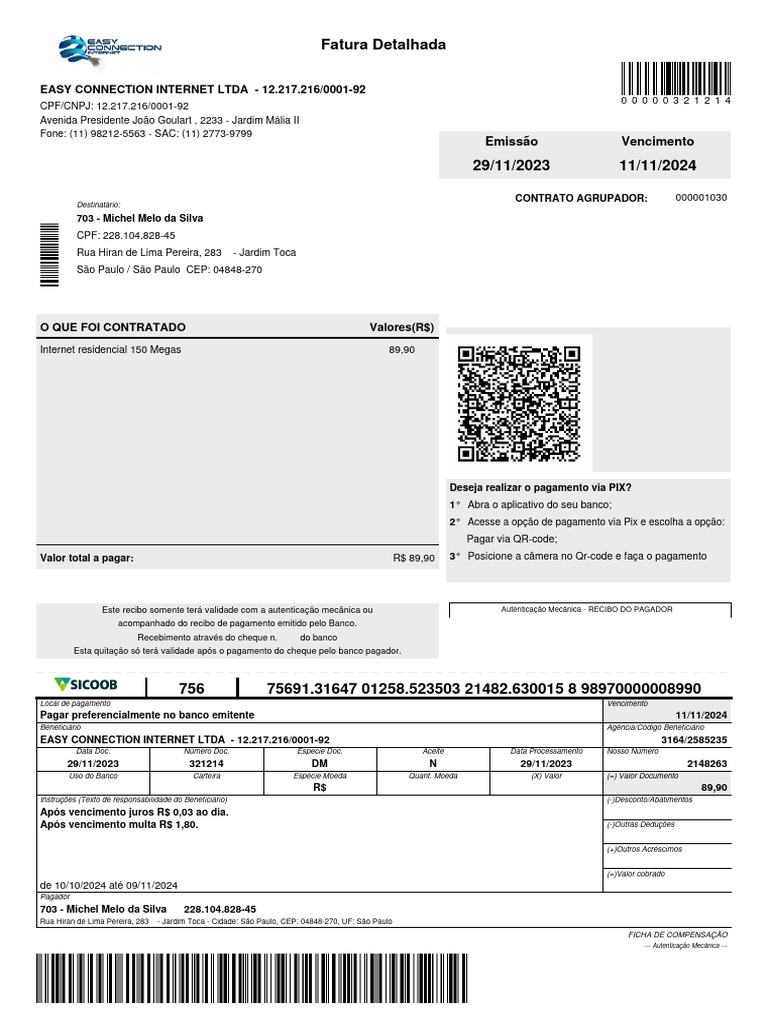 Michel Melo Da Silva Faturas 2024 PDF