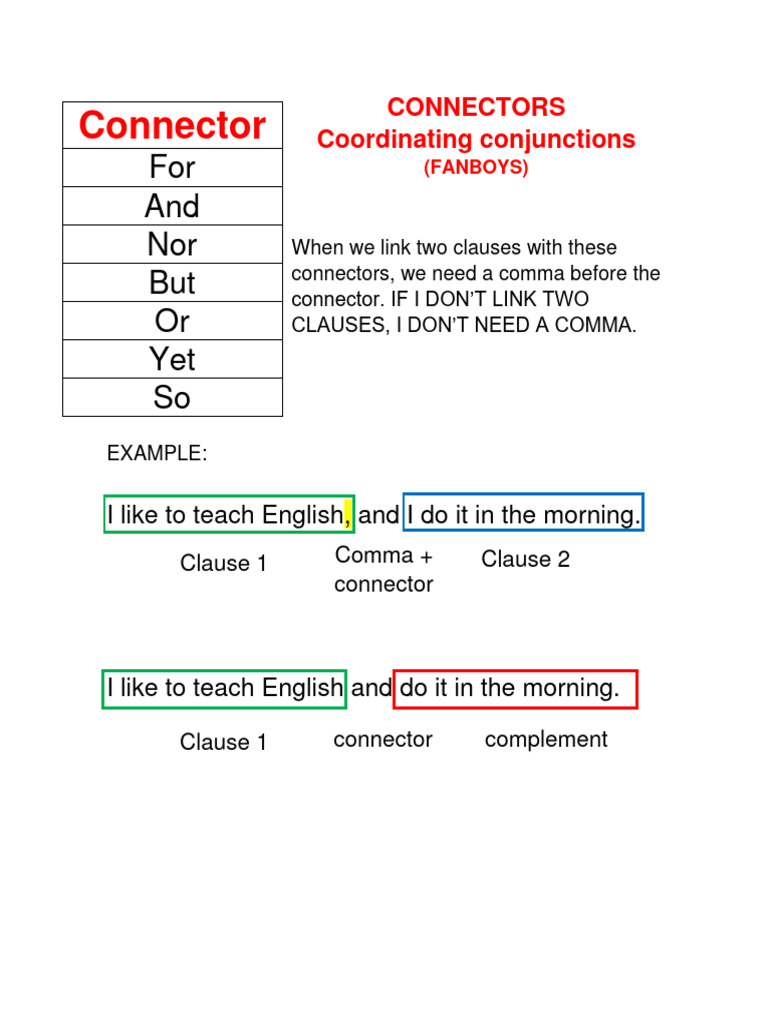 Understanding Connectors in English Grammar | PDF
