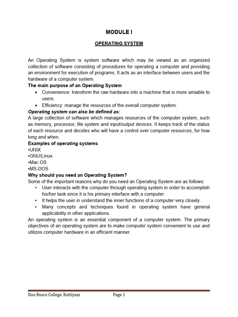 OS Module I | PDF | Operating System | Process (Computing)