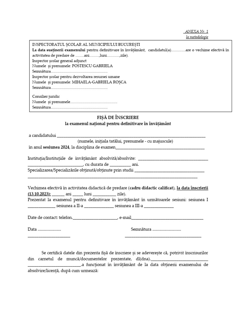 Fisa de Inscriere 2025 PDF