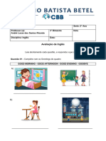 Avaliação de Inglês 2 Ano - FD I