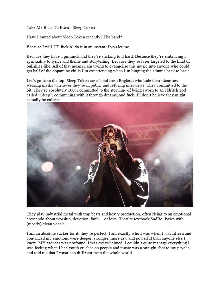 Sleep Token: Take Me Back to Eden Lyrics | PDF | Religion ...