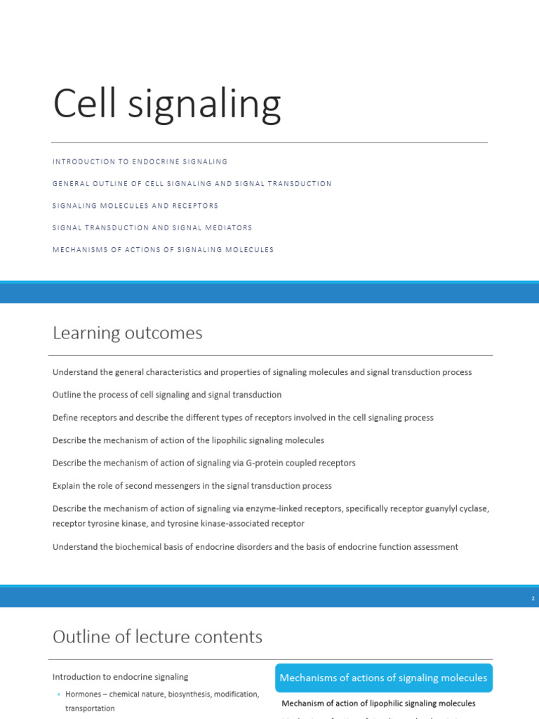 Overview of Cell Signaling Mechanisms | PDF | Cell Signaling | Signal ...