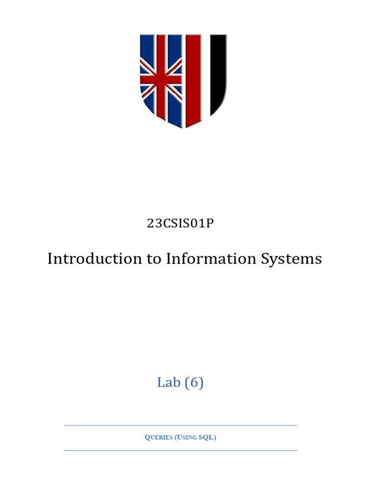 Lab 6-Queries (Using SQL) | PDF | Computers