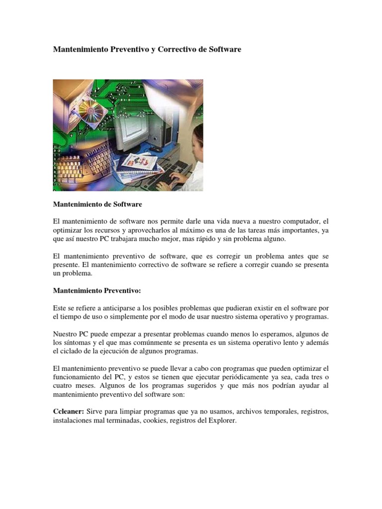 Guía de Mantenimiento de Software | PDF | Sistema operativo | Archivo ...
