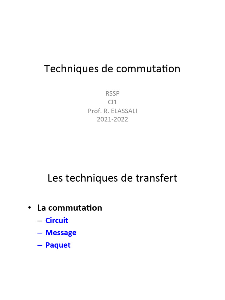 Commutation de circuits et de paquets | PDF | Mode de Transfert ...