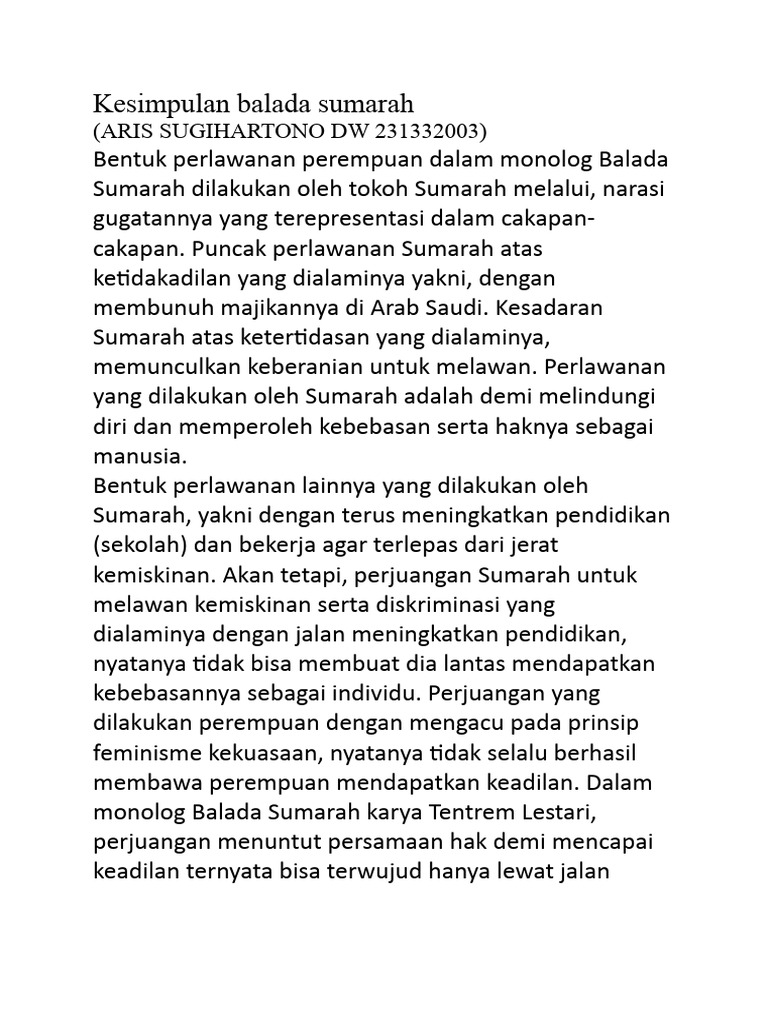 Perlawanan Perempuan dalam Balada Sumarah | PDF