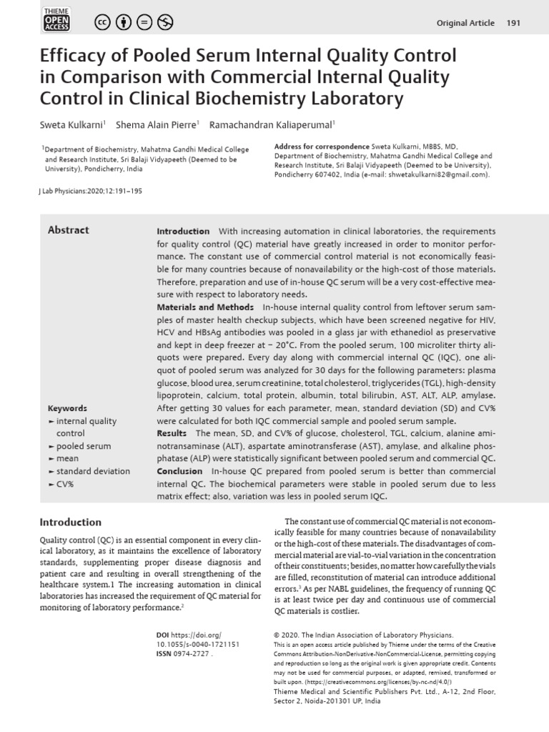 Pooled Serum as Cost-Effective QC Solution | PDF | Blood Plasma ...