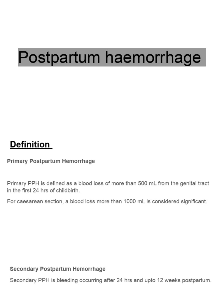 Postpartum Hemorrhage | PDF | Childbirth | Human Reproduction