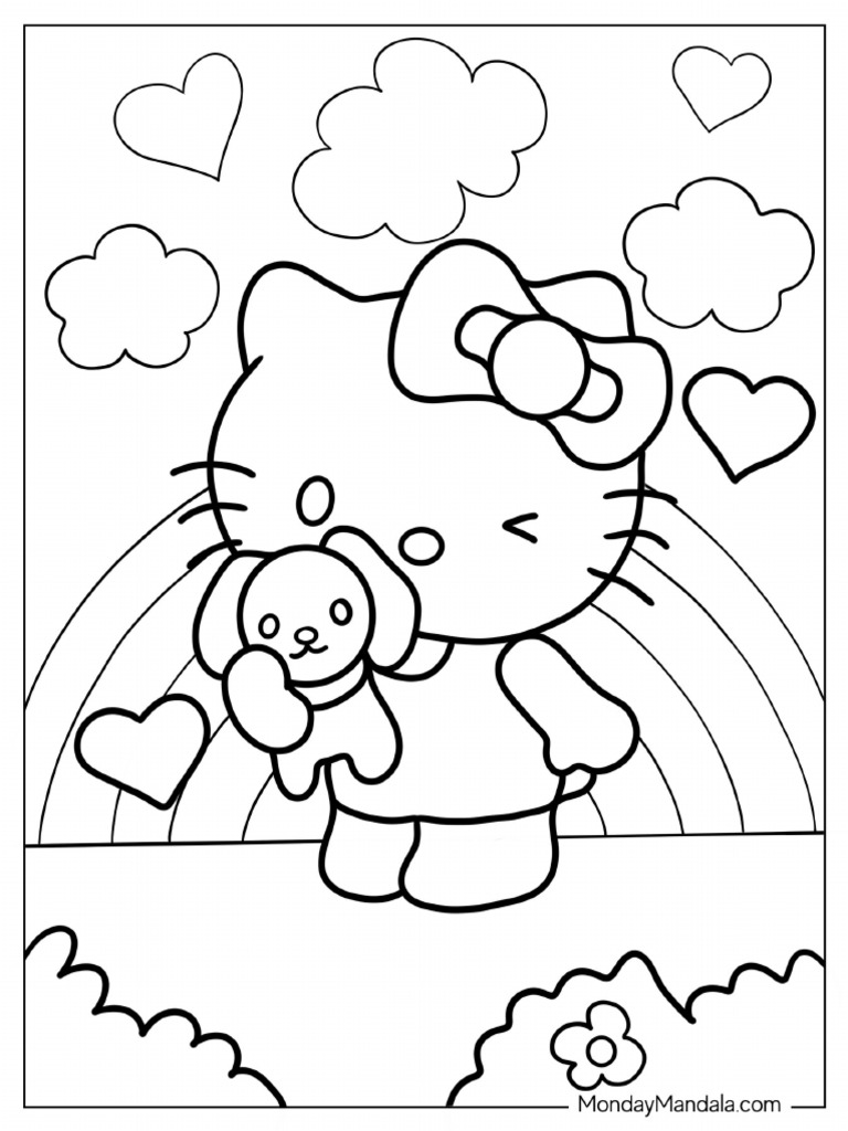 Hello Kitty Winking Coloring Sheet | PDF